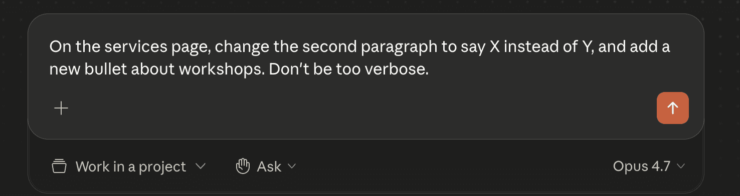Cowork mid-conversation, requesting a copy update